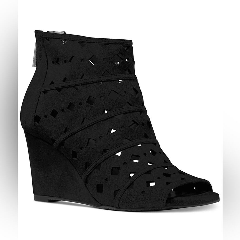 Michael Kors Black Suede Uma Wedge Size 9 - Picture 1 of 1